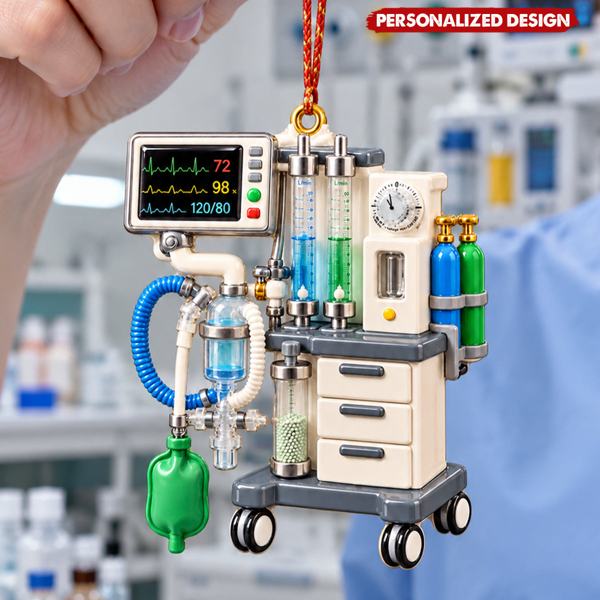 Anesthesia Machine Acrylic Hanging Ornament - Personalized Medical Keepsake