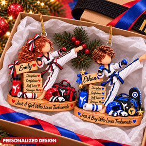 Taekwondo Lover Custom Acrylic Hanging Ornament - Martial Arts Christmas Tree Decor