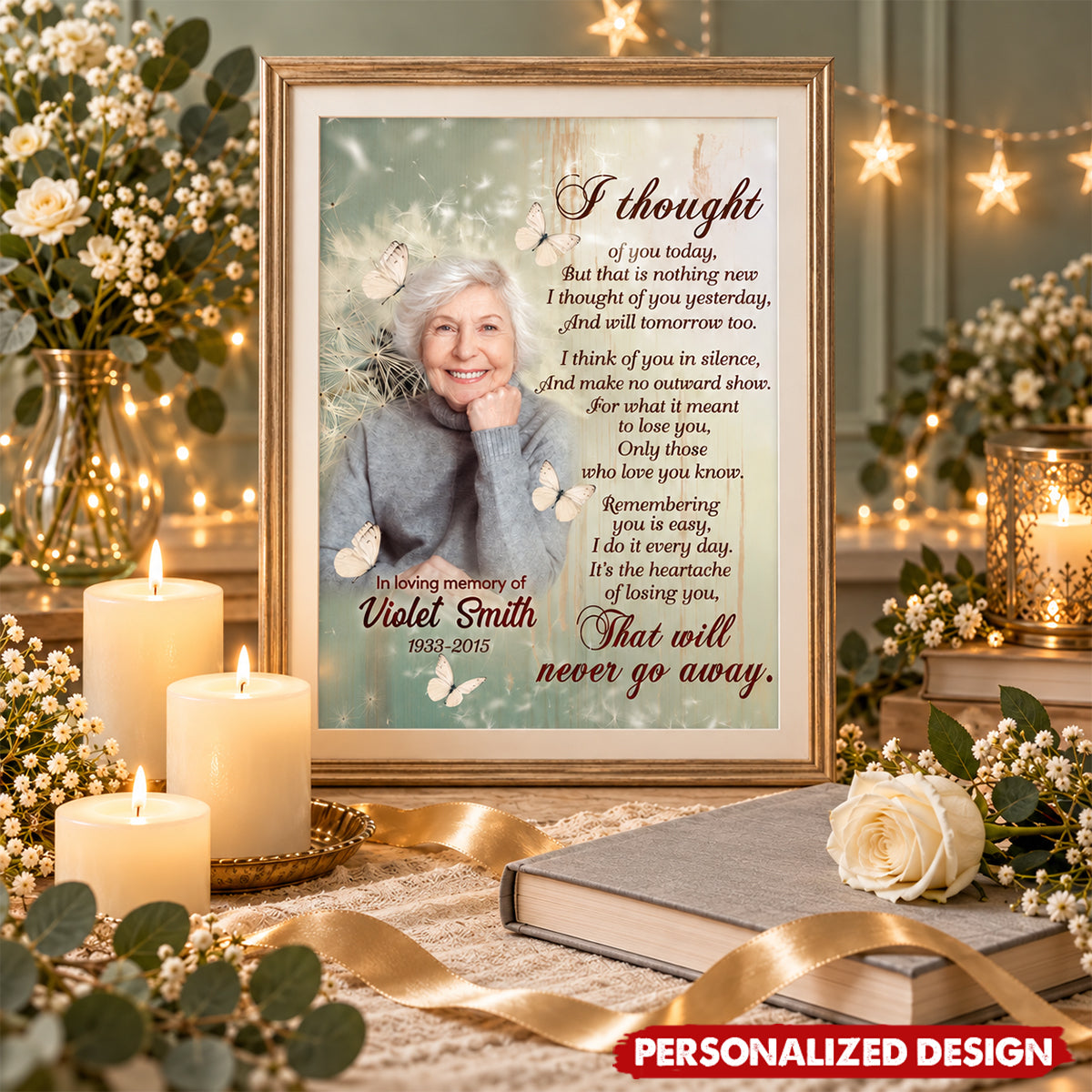 Personalized Memorial Canvas Poster, I Thought Of You Today Custom Photo Remembrance Wall Art