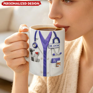 Personalized Healthcare Worker Coffee Mug - Custom Name Tag
