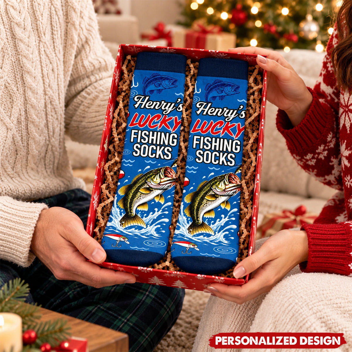 Personalized Funny Angler Cotton Socks - Bass Fishing Socks For Fishermen