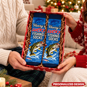 Personalized Funny Angler Cotton Socks - Bass Fishing Socks For Fishermen
