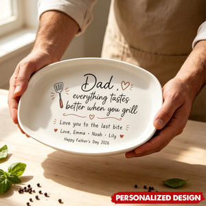 Personalized Date or Kid Name BBQ plate - Unique Father’s Day Grill Gift