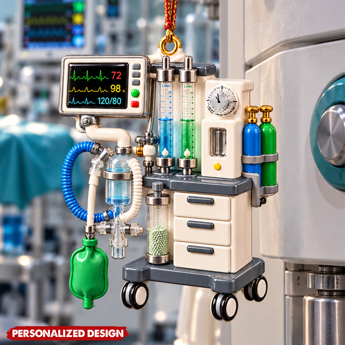 Anesthesia Machine Acrylic Hanging Ornament - Personalized Medical Keepsake