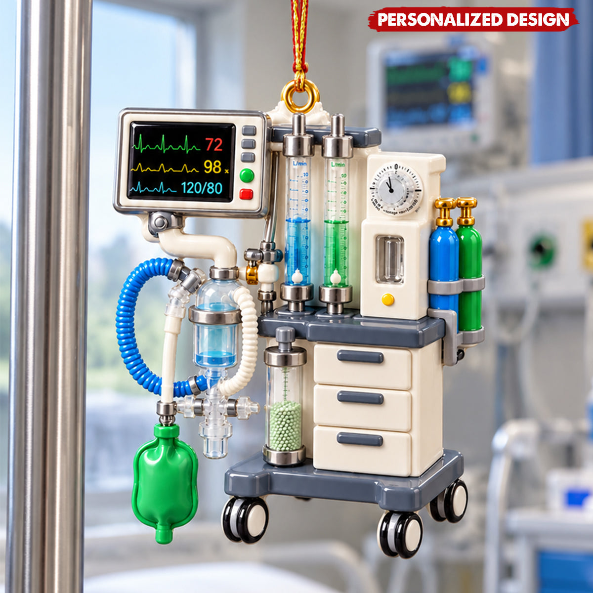 Anesthesia Machine Acrylic Hanging Ornament - Personalized Medical Keepsake