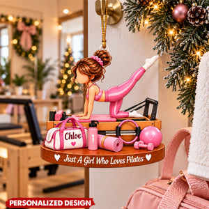 Personalized  Pilates Themed Acrylic Christmas Ornament - Custom Name Hanging Decor