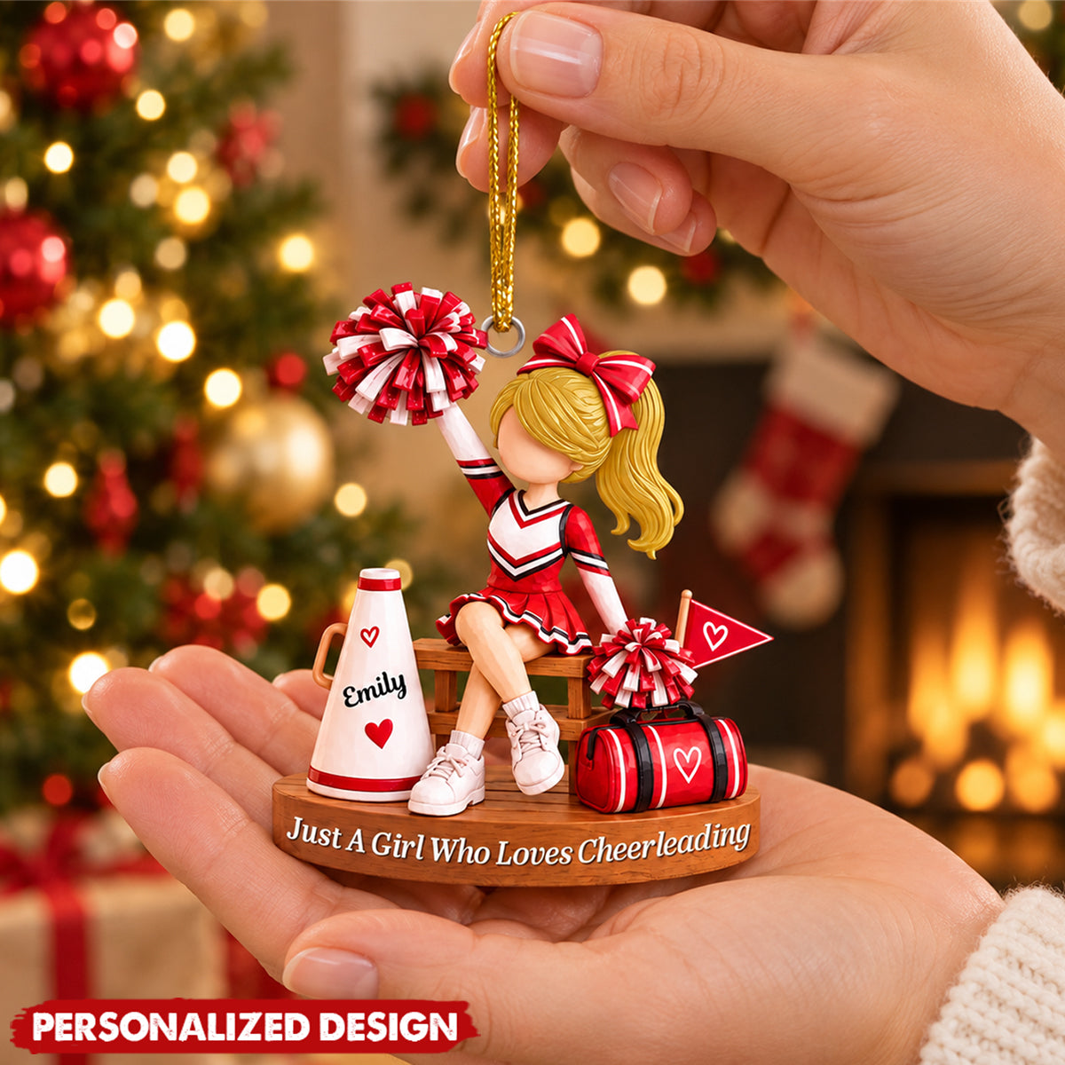 Personalized Cheerleader Girl Christmas Ornament - Custom Name Acrylic Christmas Tree Decor