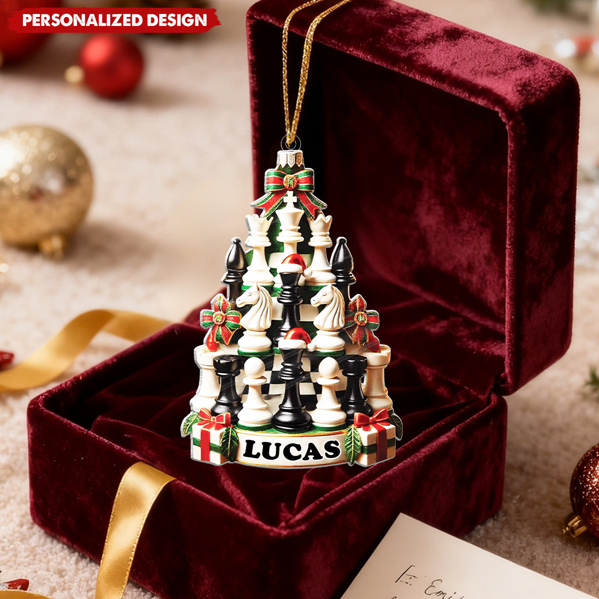 Personalized Chess Tree Christmas Acrylic Ornament - Gift For Chess Player