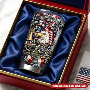 Personalized USA 250th Anniversary Tumbler - Custom Name Patriotic Gift