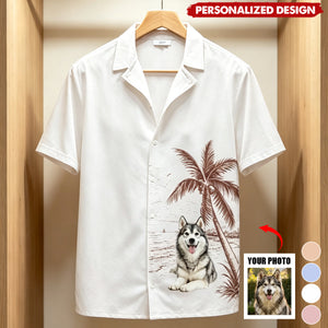 Personalized Pet Photo Tropical Palm Tree Hawaiian Shirt