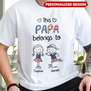 Personalized "This Mama Belongs To" T-Shirt - Custom Kid Names & Figures Family Gift