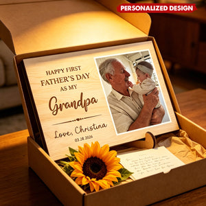 Personalized Name & Birth Date Wooden Photo Plaque - First Father’s Day Gift