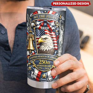 Personalized USA 250th Anniversary Tumbler - Custom Name Patriotic Gift