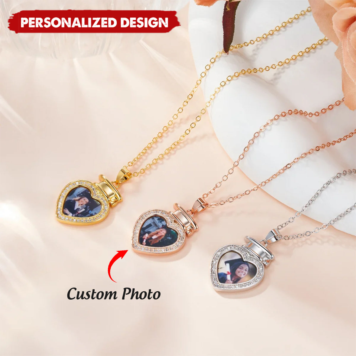 Personalized Photo Heart Necklace – Graduation Gift for Her