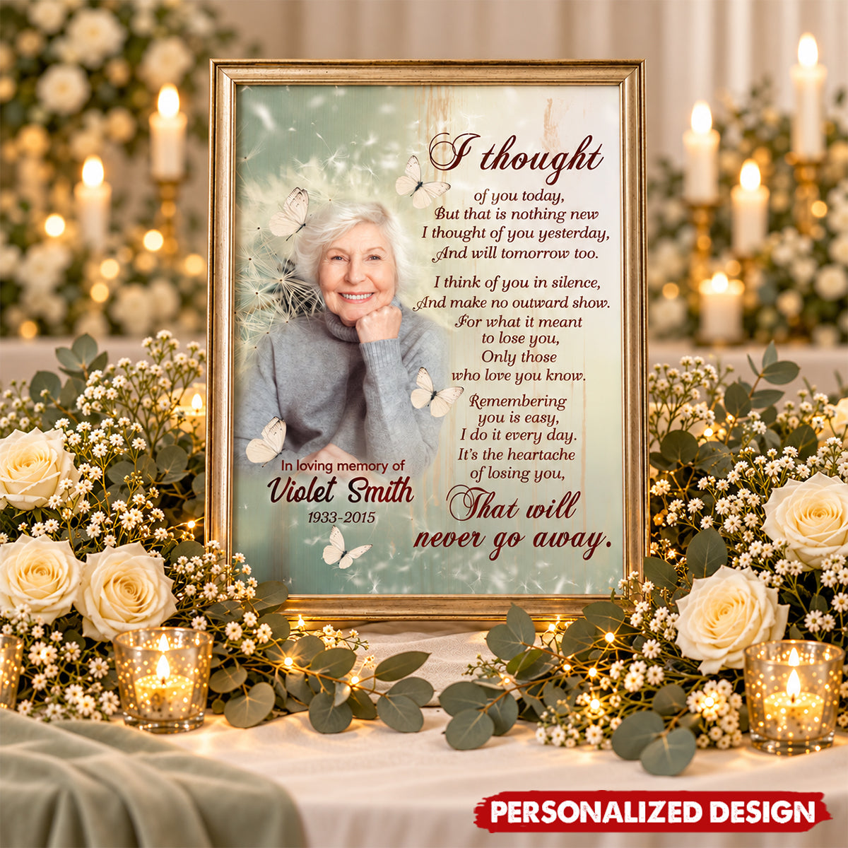Personalized Memorial Canvas Poster, I Thought Of You Today Custom Photo Remembrance Wall Art