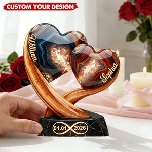 Together Forever - Personalized Two Heart Couple Plaque