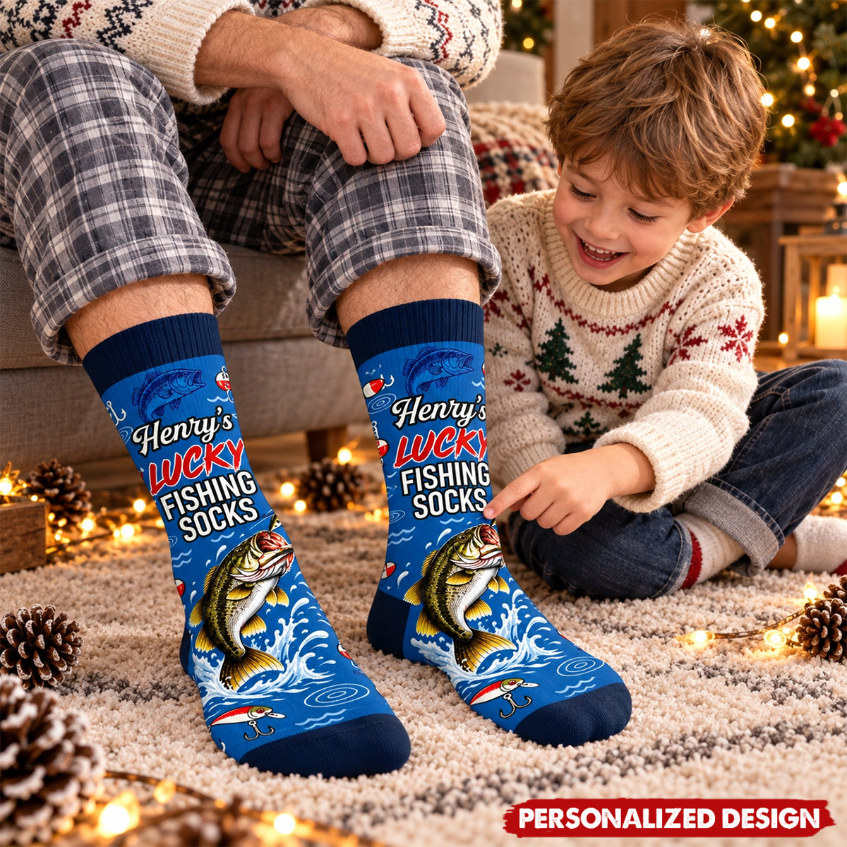 Personalized Funny Angler Cotton Socks - Bass Fishing Socks For Fishermen