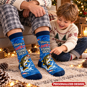 Personalized Funny Angler Cotton Socks - Bass Fishing Socks For Fishermen