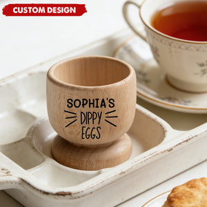 Personalized Wooden Dippy Egg Cup – Custom Name Breakfast Egg Holder