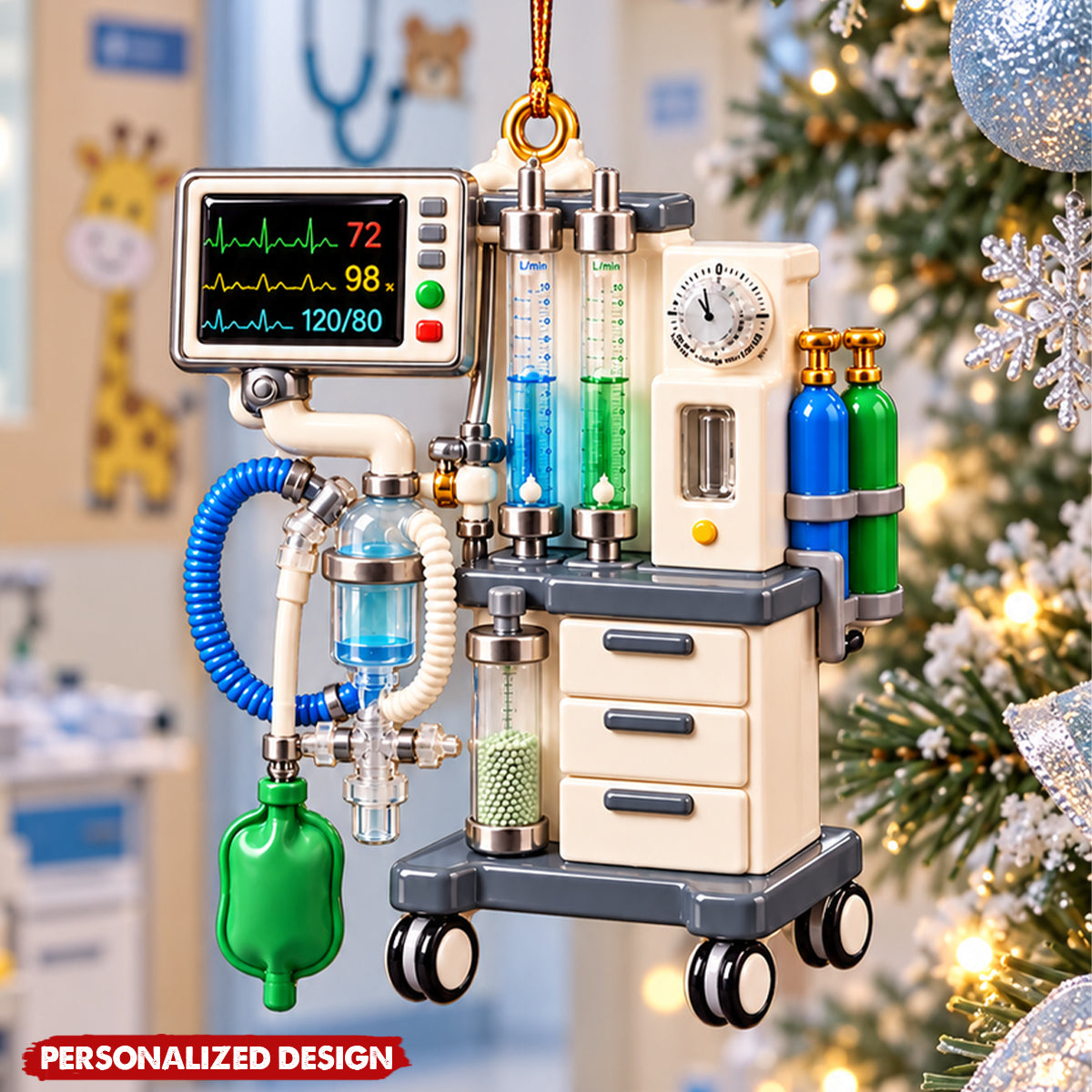 Anesthesia Machine Acrylic Hanging Ornament - Personalized Medical Keepsake