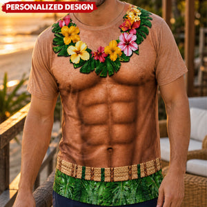 Personalized Optical Illusion Hawaiian Lei Torso T-Shirt