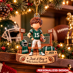 Personalized Football Player Acrylic Christmas Ornament - Custom Jersey Number