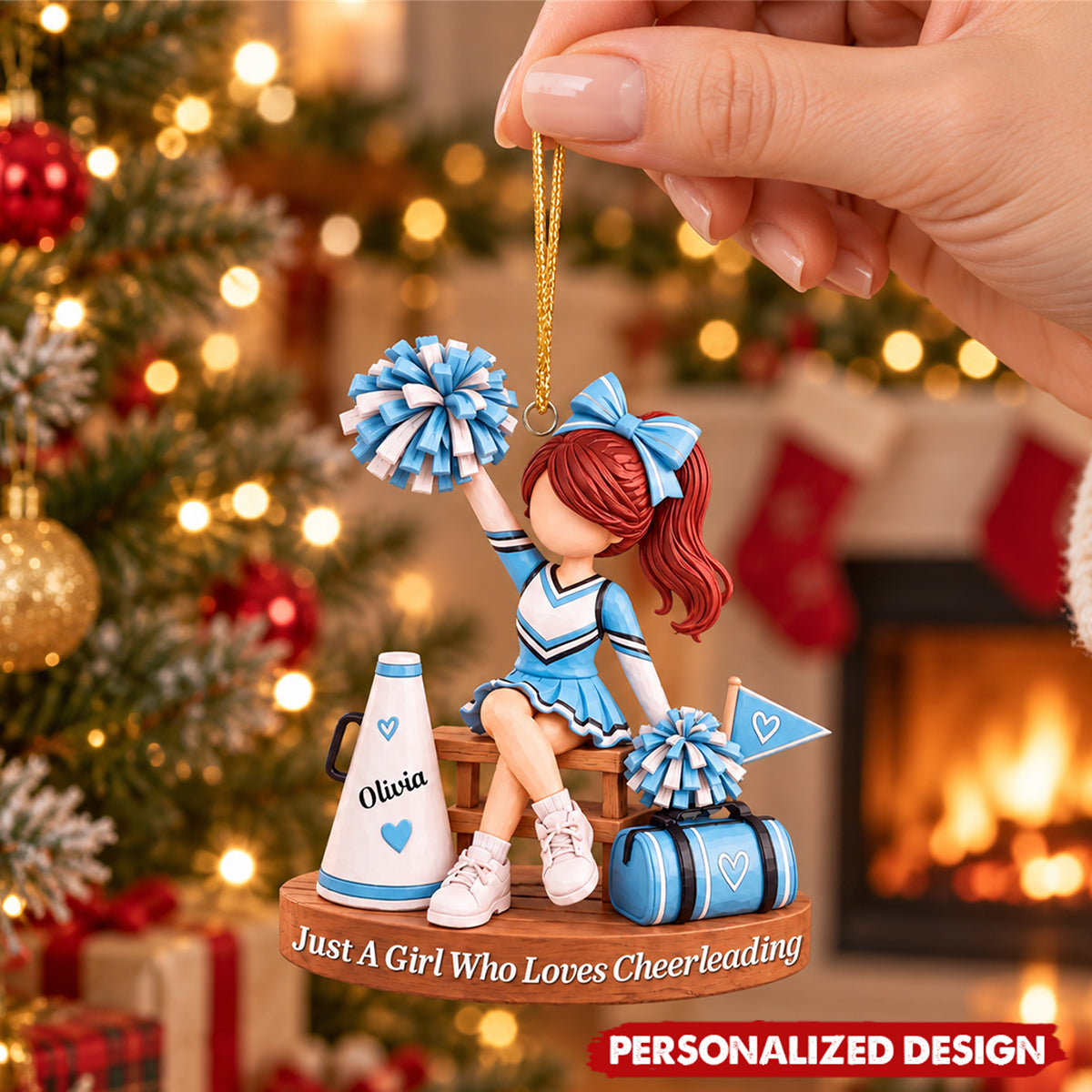 Personalized Cheerleader Girl Christmas Ornament - Custom Name Acrylic Christmas Tree Decor
