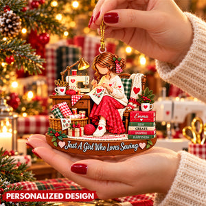Personalized Seamstress Acrylic Christmas Ornament - Custom Name Gift For Crafter