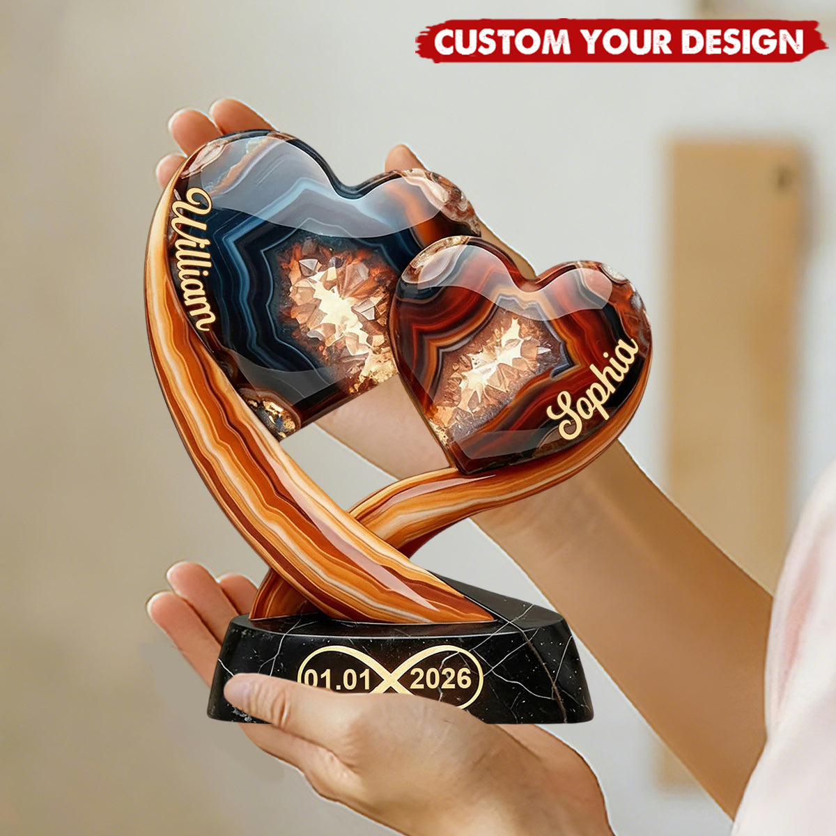 Together Forever - Personalized Two Heart Couple Plaque