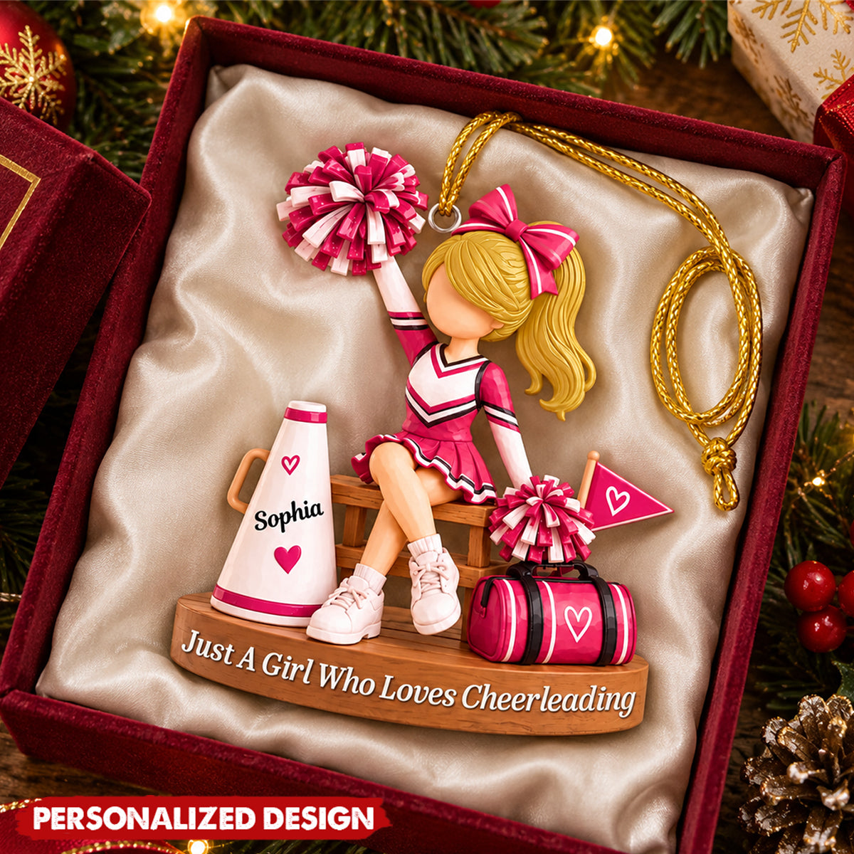 Personalized Cheerleader Girl Christmas Ornament - Custom Name Acrylic Christmas Tree Decor