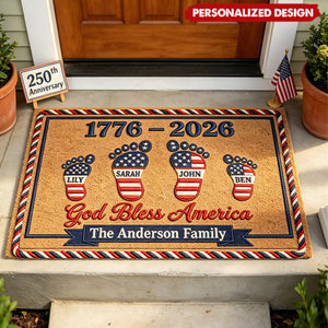 Personalized 1776-2026 Family Footprint Doormat - Gift for USA 250th Anniversary