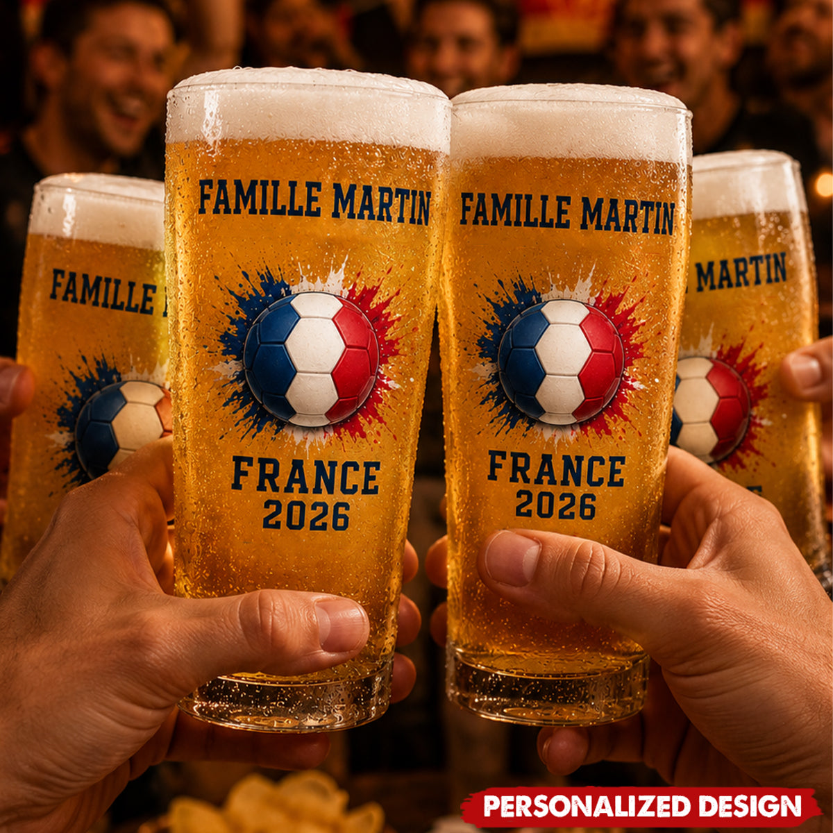 Personalized Fan Barware 2026 World Cup Soccer Beer Glass - Custom Name