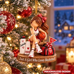 Personalized Basketball Girl Acrylic Christmas Ornament - Sports Christmas Tree Decoration