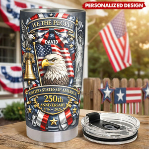 Personalized USA 250th Anniversary Tumbler - Custom Name Patriotic Gift