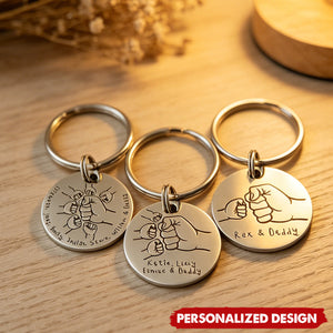 Personalized Multi-Child Fist Bump Keychain - Custom Names Gift