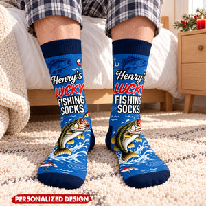 Personalized Funny Angler Cotton Socks - Bass Fishing Socks For Fishermen