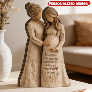 Personalized “Watching You Being a Mom”  Wooden plaque -  Custom Names Generational Love Gift