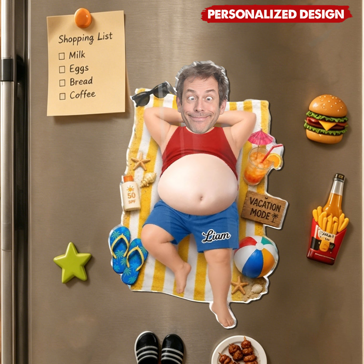 Personalized Funny Dad Vacation Acrylic Fridge Magnet - Design with Your Photo & Name