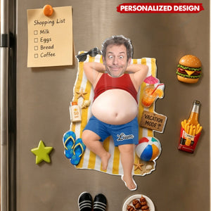 Personalized Funny Dad Vacation Acrylic Fridge Magnet - Design with Your Photo & Name