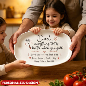 Personalized Date or Kid Name BBQ plate - Unique Father’s Day Grill Gift