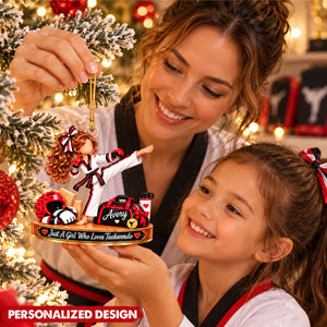 Personalized Martial Arts Girl Christmas Ornament - Taekwondo Athlete Acrylic Keepsake