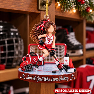 Female Ice Hockey Player Personalized Christmas Ornament