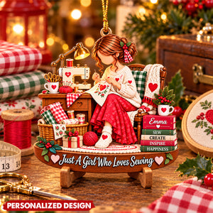 Personalized Seamstress Acrylic Christmas Ornament - Custom Name Gift For Crafter