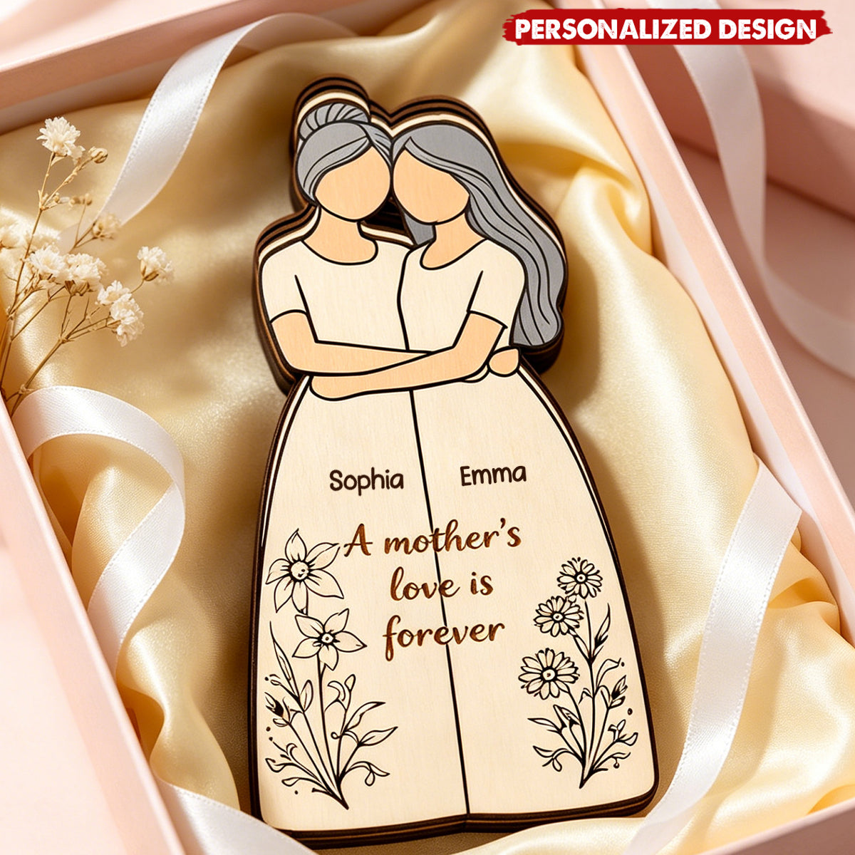 Personalized Mother Daughter Names Wooden plaque -  “A Mother’s Love Is Forever”