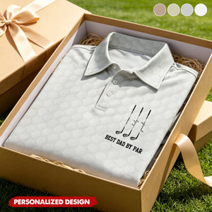 Personalized “Best Dad By Par” Golf Polo Shirt with Kids Names- Gift for father or grandpa