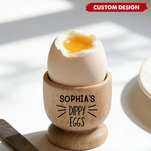 Personalized Wooden Dippy Egg Cup – Custom Name Breakfast Egg Holder