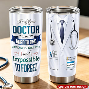 Personalized Doctor White Coat Stainless Steel Tumbler - Custom Name Medical Travel Cup
