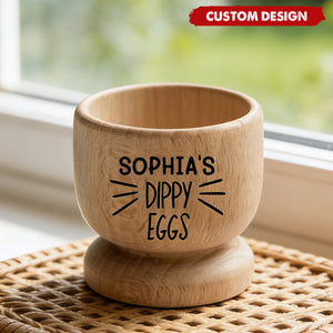 Personalized Wooden Dippy Egg Cup – Custom Name Breakfast Egg Holder