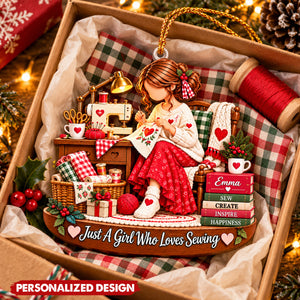 Personalized Seamstress Acrylic Christmas Ornament - Custom Name Gift For Crafter