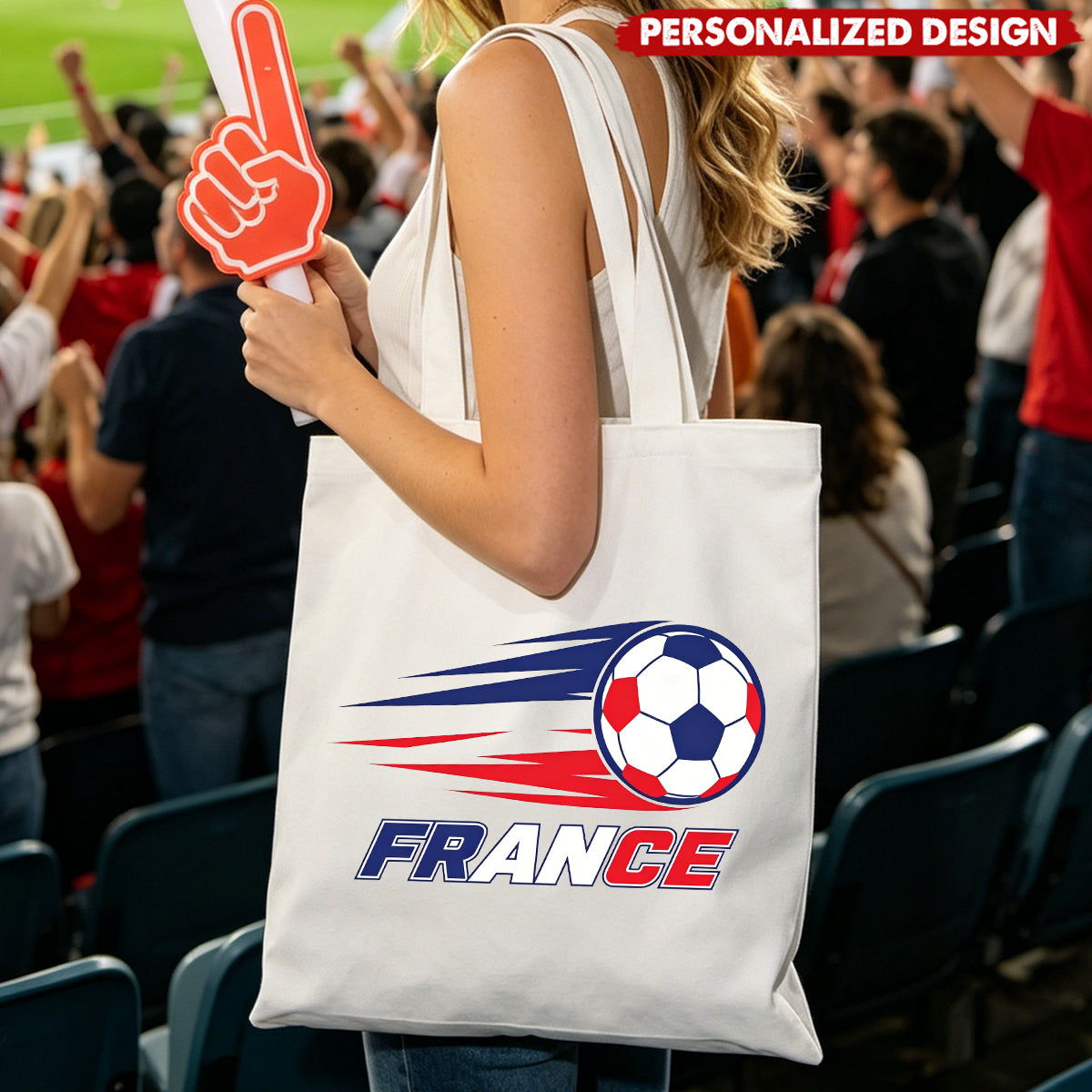 Personalized Soccer Fan Canvas Tote Bag - Custom Name